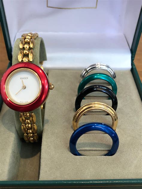 gucci bezal watch|Gucci watch with colored bezels.